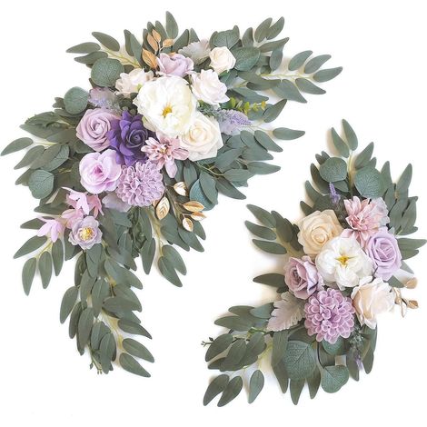 guirlandes de fleurs artificielles pour arche bienvenue décoration florale réception mariage Lot de 2 Violet (1/4)
