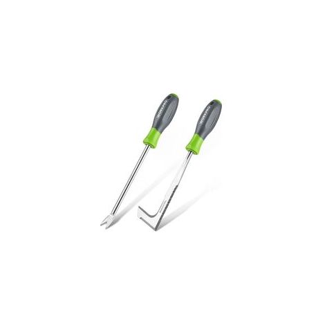 WORKPRO Desherbeur Manuel 2 Pièces, Couteau Désherbeur, Désherbeur Manuel en Acier Inoxydable avec Poignée Plastique, Arrache Mauvaise Herbe, Outil Désherbage pour Jardin