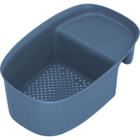 Sattelförmiger Spülbeckenabtropfer, Sieb für Küchenabfälle, Gemüse und Obst, blau (1/5)