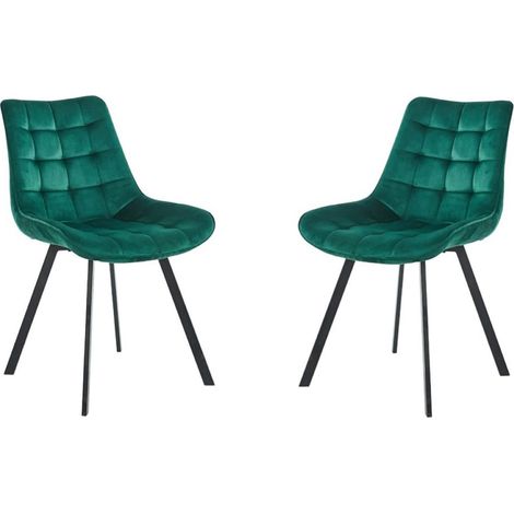 Sedia da pranzo in velluto Verde e gambe metallo nero - Roma 2 sedie (1/5)