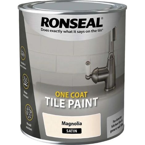 Ronseal One Coat Water Based Tile Paint - 750ml - Satin - Magnolia