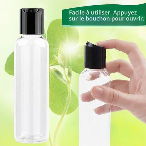 Flacon Plastique - Lot de 4 - 150 ml - PET Transparent - Bouchon Rabat Étanche - Voyage Cosmétique CASSETTE RECHARGE POUR SEBUMET (1/5)