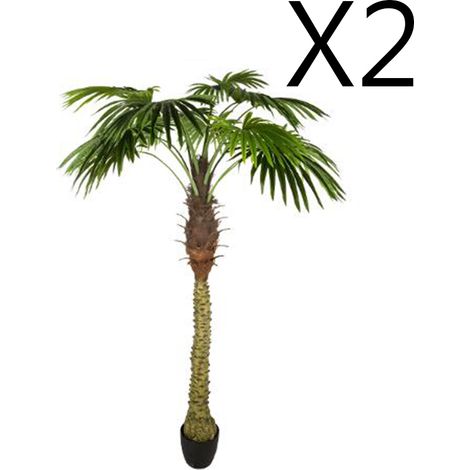 Lot de 2 palmiers artificiels coloris Vert - H180 cm -PEGANE- (1/3)
