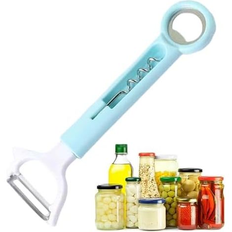 Tire-bouchon à vin - Tire-bouchon multifonctionnel pour bouteilles de vin - Éplucheur de carottes - Pour femmes, hommes, adolescents, adultes et jeunes adultes - Voyage, maison, camping, barbecue, res (1/5)