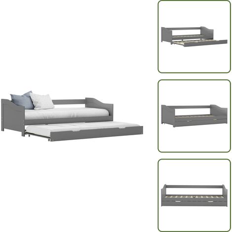 The Living Store Dormeuse Estraibile senza Materasso Grigia 90x200 cm - Divano letto