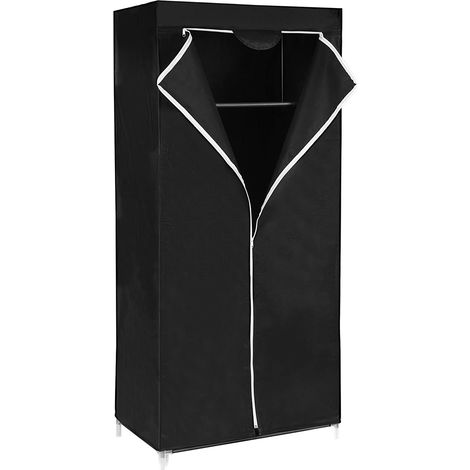 Songmics – Armoire de rangement 75 x 45 x 160 cm RYG83H – Penderie en métal noir – Structure antirouille – Charge max 25 kg