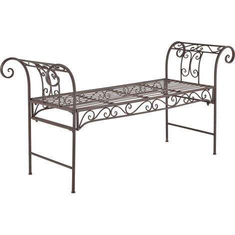 Panca da Giardino Cossila in Metallo con Braccioli Curvi 70 x 147 x 46 cm - Marrone [en.casa]
