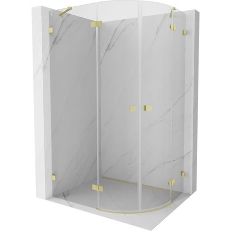 Mexen Lunar cabine de douche semi-circulaire pivotante gauche 100 x 80 cm, transparent, doré brossé - 833-100L-080P-55-00 (1/5)