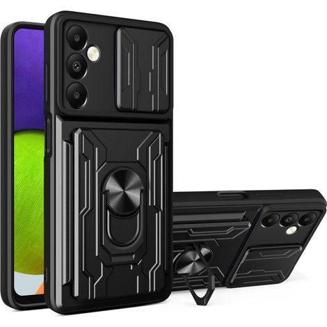 Étui de protection pour Samsung Galaxy A05s, avec tiroir pour carte mémoire et caméra, noir. (1/5)