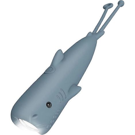 Lampe torche rechargeable en silicone à intensité variable, idéale pour le camping ou comme cadeau d'anniversaire (motif requin). (1/5)