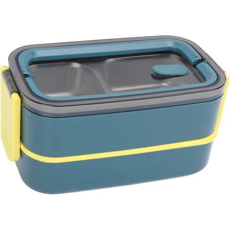 Bento-Box, doppelwandig, 1400 ml, Edelstahl, isoliert, auslaufsicher, mit abschließbaren Fächern, schönes Blau – ideal fürs Büro (1/5)