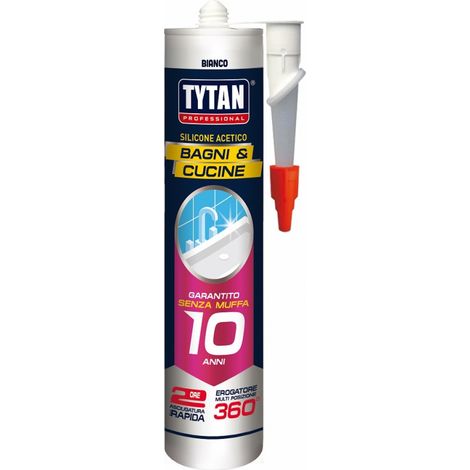 Tytan SILICONE ACETICO BAGNI E CUCINE ml. 280 - Bianco 12.00 pz