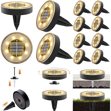 Solar Outdoor Lighting for Garden, Warm White, Pack of 12 (1/5)