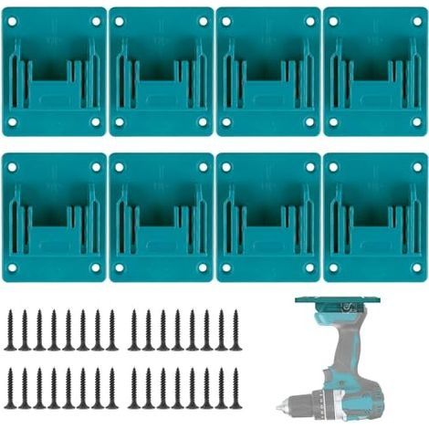 Support Outils Mural pour Makita 18V, 8 Pièces Support Machine Makita avec 32 Vis, Porte Outils Mural Support Perceuse pour Makita Perceuse sans Fil de Machine Atelier Stockage (Cyan Bleu) (1/5)