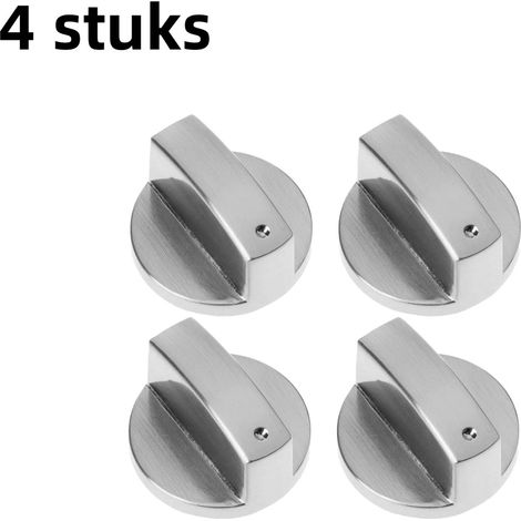 Ensemble de 4 pièces interrupteur d’allumage bouton de commande pour adaptateur de cuisinière alésage de 6 mm bouton intégré en métal brossé pour cuisinière argent (1/5)