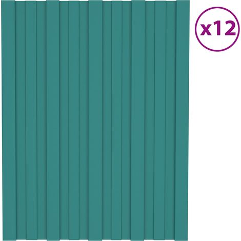 Panneau de toiture 12 pcs Vert 60 x 45 cm Acier galvanisé (1/5)