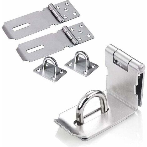 Cadenas Loquet de Porte Cadenas en Acier Inoxydable Moraillon Cadenas Verrou Porte Chambre Hasp Fermoir Verrou de Porte de Portail Verrou pour Portes Armoire Tiroir Placard-Argent,,2Pcs (1/4)