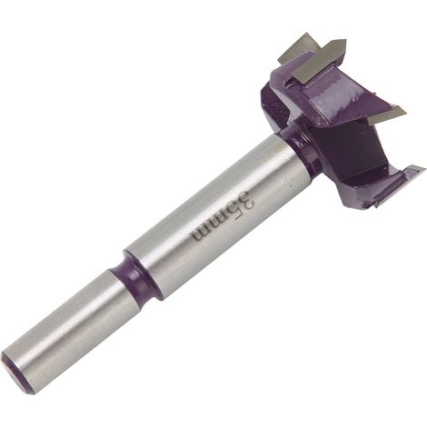 Trépan de perçage bois 3 lames, mèche à charnière 35mm violette, foret trois tranchants pour menuiserie, outil de perçage précis. (1/5)