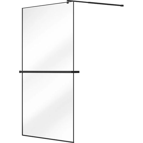 Parete per doccia walk-in con portasciugamani e scaffale 120 x 200 cm Nero opaco - BONPERO (1/4)