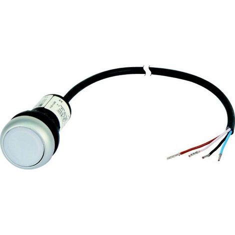 Bouton-poussoir lumineux RMQ Compact blanc plat à accrochage 1o/0f extrémité ouverte câble no EATON C22-DRL-W-K10-24-P65