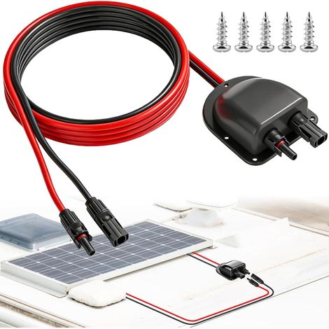 Passe-toit solaire étanche avec câble solaire 10AWG de 3 m, double entrée de câble pour installation solaire, camping-car, caravane, bateau (1/5)