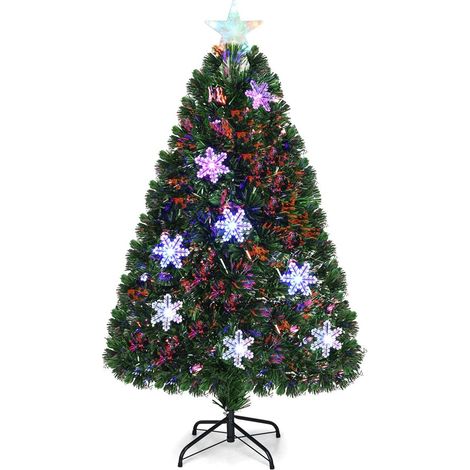 COSTWAY Árbol de Navidad Artificial 120cm con Base Iluminado con Fibra de Vidrio Cambia Color para Navidad Hogar Fiesta Decoración (1/5)