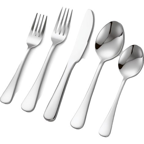 Set di posate VEVOR da 60 pezzi, in acciaio inox, per 12 persone, finitura a specchio, lavabile, coltello, forchetta, cucchiaio, 30 pezzi (1/2)