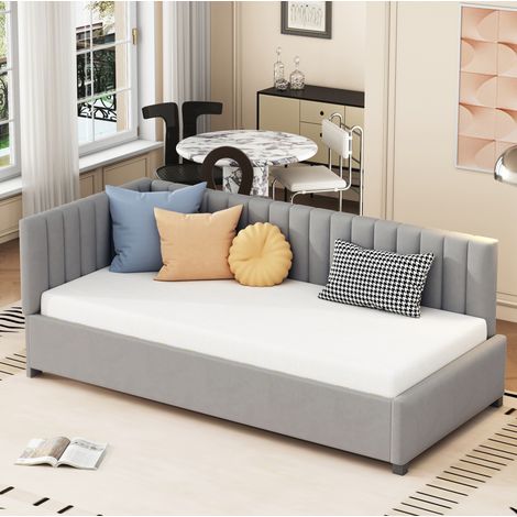 MEUBLIV Bettgestell 90x200 cm Grau – mit Lattenrost, ohne Matratze (1/5)