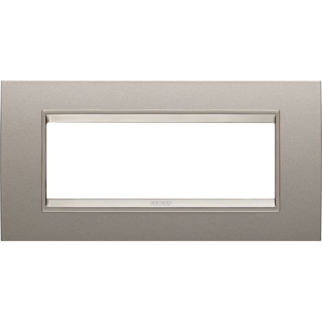 PLAQUE LUX RECT. 6P MÉTAL BRONZE PERLÉ GEWISS GW16206XP
