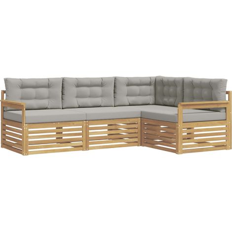 Set di divani da esterno 4 pz 4-Posti Bianco e Grigio Chiaro vidaXL (1/5)