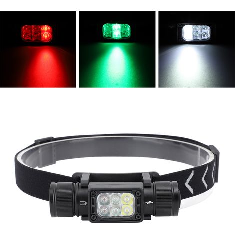 Lampe frontale LED 7 modes aluminium étanche USB rechargeable, légère, randonnée camping pêche réparation (1/5)