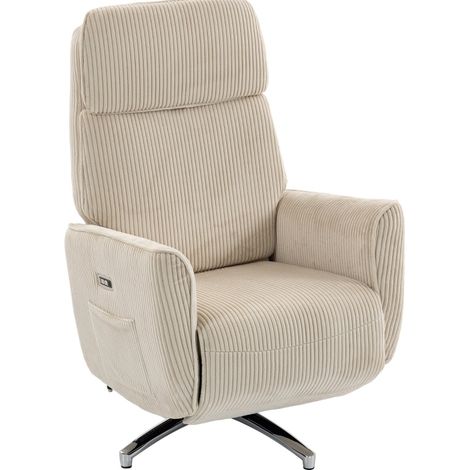 Poltrona relax elettrica girevole in poliestere avorio con doppio motore e USB (1/5)