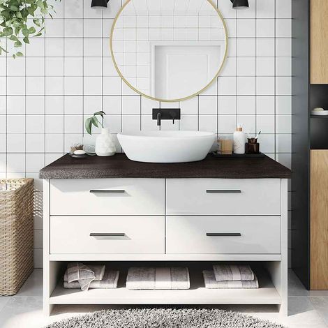 Waschtischplatte Dunkelbraun 100x60x(2-6)cm Massivholz