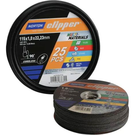 Norton Clipper Multi-Material Cutting Discs 115 x 22.23mm Tub of 25 CLI849154 (1/5)