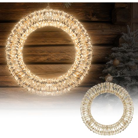 ECD Germany Corona Metálica De Luces Ø58cm 960 microLEDs Blanco Cálido Colgante Puerta Guirnalda con Temporizador IP44 Resistente Al Agua Interior/Exterior Alimentada Iluminación Decoración Navideña (1/5)