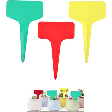 Pflanzenetiketten, Setzlingsetiketten, 120x T-förmige Gemüsegartenetiketten (6 x 10 cm), wasserfeste Etiketten, wiederverwendbare Etiketten - Behälter und Zubehör für Pflanzen. (1/4)