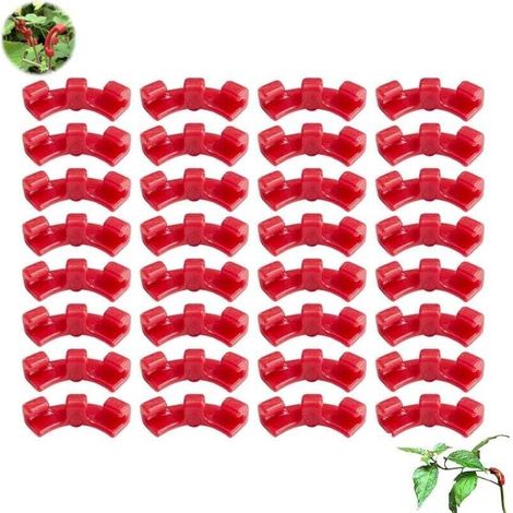Lot de 30 pinces de cintrage pour la croissance des plantes, 90 °, cintreuse de plantes, pinces de flexion, pour plier les tiges des plantes et changer la direction de la croissance (rouge)