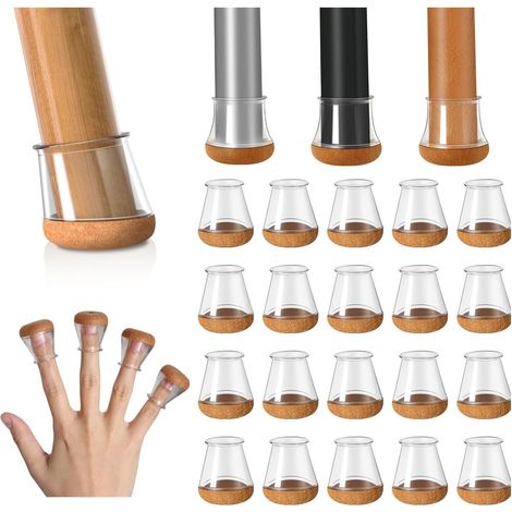 20 Stück Stuhlbeinkappen Rund Silikon Schutzkappen für Stuhlbeine, Filzgleiter für Holzböden, Laminat und Fliesenböden, Transparent Klein Stuhlbeinschoner Bodenschutz Durchmesser 14-20mm (1/5)