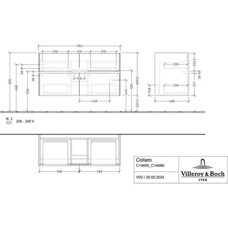 Villeroy & Boch C146B0VN WTUS Collaro 1161x610x480 mm avec bandeau 4