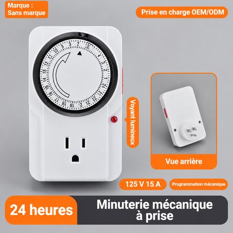 Prise programmable mécanique cyclique américaine 120 long 3 trous 2500W 120 3 réf 7735 200 g – Livraison gratuite