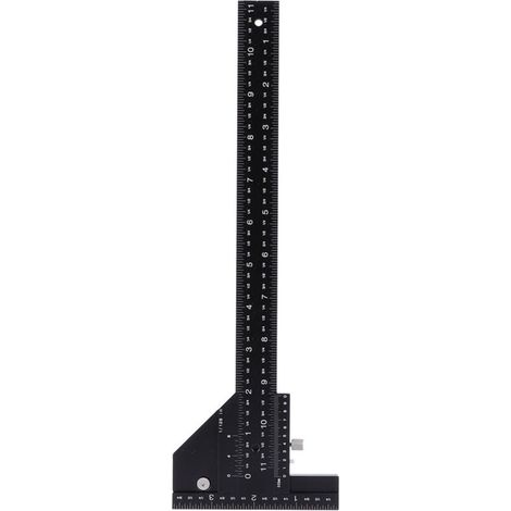 Multifunctional T-shaped measuring ruler made of black aluminum alloy, for workshop, toolbox, model making, home crafts, angle measuring ruler