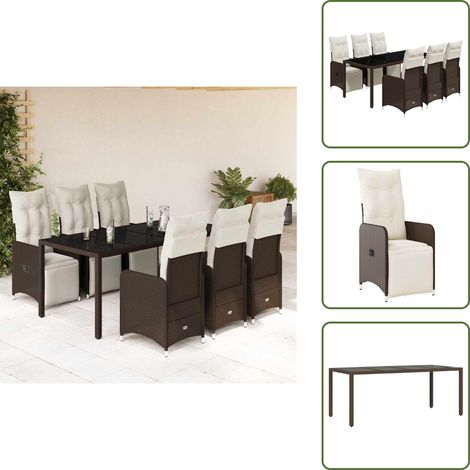 Rattan - vidaXL Set Bistrò da Giardino 7 pz con Cuscini in Polyrattan Marrone - Poliester
