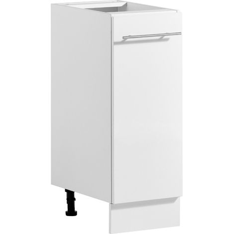 Meuble Bas en Kit, Élément Bas à 1 Tiroir, 30x47,5x81,5 cm, Blanc, Rangement pour Salle de Bain Cellier Buanderie, Chants Plaqués, Caisson de Cuisine sans Plan de Travail, Fermeture en Douceur (1/5)