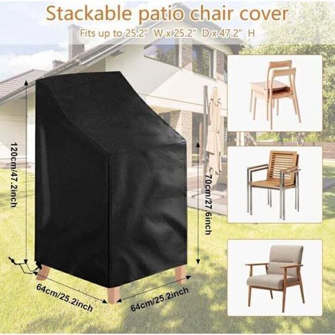 Juego de 2 fundas protectoras para sillas de jardín - Impermeables, resistentes al viento y a los rayos UV - Fabricadas en poliéster Oxford - Para sillas apilables - Para hasta 6 sillas (1/3)