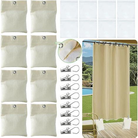 Lot de 8 poids fixation rideaux extérieur, sacs lestés anti-vent tonnelle pergola (1/5)