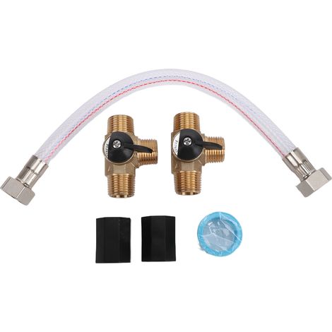 Kit de dérivation pour chauffe-eau de camping-car, vanne 3 voies en laiton 1/2 pouce NPT, tuyau et raccord, dérivation rapide (1/5)