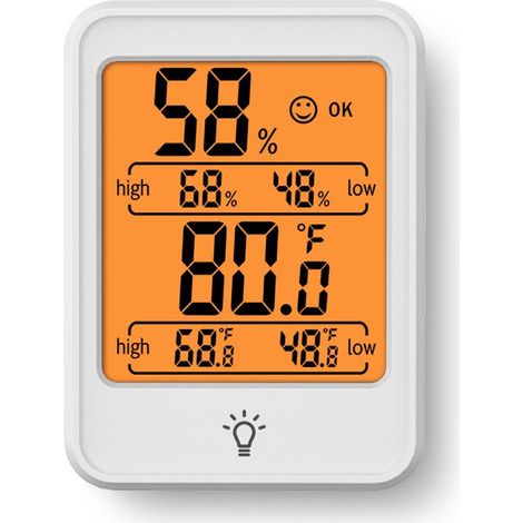 Digitales Thermometer Hygrometer Raumklimamessgerät Klimaüberwachung Großes, gut lesbares Display 80 x 59 x 23 mm Weiß (1/5)