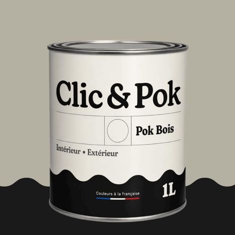 Peinture Bois Extérieur – POK BOIS - 1L - RAL 7032 - Gris silex- Résistante aux intempéries - Ne s'écaille pas