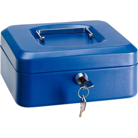 ARREGUI Elegant Caja Caudales con Llave para Contar y Transportar Dinero, Caja de Seguridad de acero con bandeja interior, Caja fuerte portatil 20 cm de ancho Azul C9225