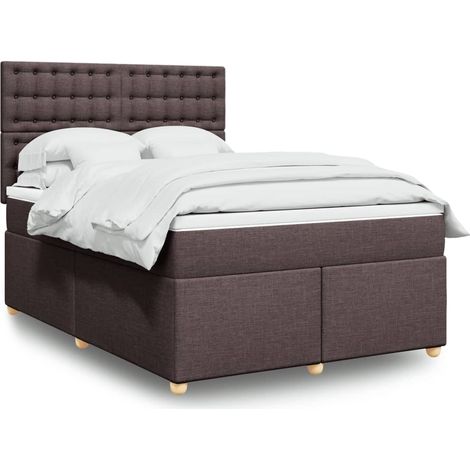 Boxspringbett mit Matratze Dunkelbraun 160x200 cm Stoff